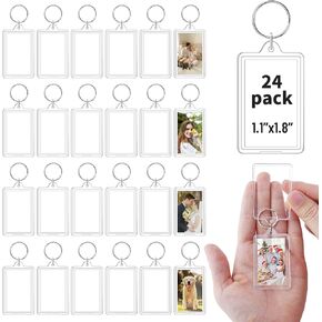 سلسلة مفاتيح للصور مقاس 1.8 × 1.1 بوصة، حلقة مفاتيح بإطار صورة فارغة من الأكريليك الشفاف من أجل هدية شخصية للحرف اليدوية in Kuwait