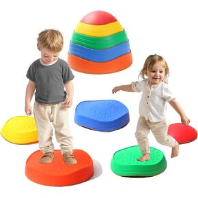 6PCS Balance Stepping Stones for Kids Non-Slip River Stones Obstacle Course Play Indoor and Outdoor Coordination Game Sensory Toys Toddler Ages 3 4 5 6 7 8+ in Saudi Arabia