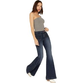 Wrangler Women's Retro Medium Wash High Rise Flare Patch Pocket Victoria Jeans - 112321422 28W x 36L in Saudi Arabia