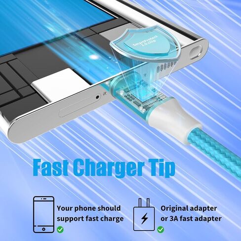 USB C Cable, 6Pack USB to USB C Cable Type C Charger Fast Charging Cable Nylon Braided Android Charger for iPhone 16 15 Charger, Samsung Galaxy, Huawei, Google Pixel, Sony, Switch（3/3/3/6/6/10Ft） in Saudi Arabia