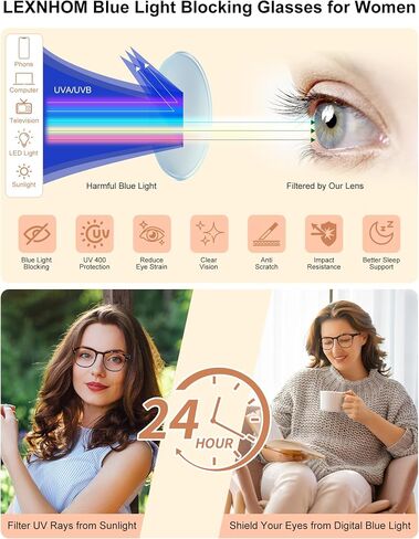 Square Blue Light Glasses for Woman, Lightweight Blue Light Blocking Glasses for Computer,Eye Strain,UV Protection in Saudi Arabia