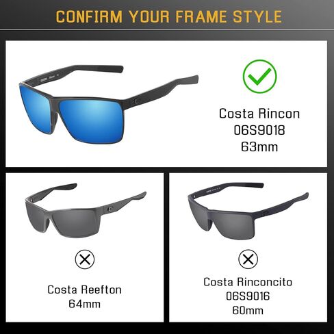 Bwake Replacement Lenses for Costa Del Mar Rincon Sunglasses 06S9018 - Sea Green POLARIZED in Saudi Arabia