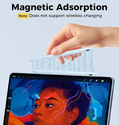 قلم ستايلس لجهاز iPad الجيل العاشر والتاسع، شحن سريع لقلم Apple iPad مع خاصية رفض راحة اليد، متوافق مع 2018-2024 iPad10/9/8/7/6 Gen، iPad Pro 13" M4/12.9"/11"، iPad Air 3/4 /5/M2، آيباد ميني 5/6 in Saudi Arabia