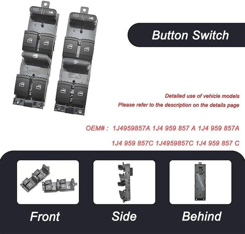 1J4959857A Master Power Window Switch for VW Golf MK4 Bora Seat Skoda Octavia MK1 Fabia 1J4 959 857A 1J4 959 857 A Red Light(Window Logo) in Saudi Arabia