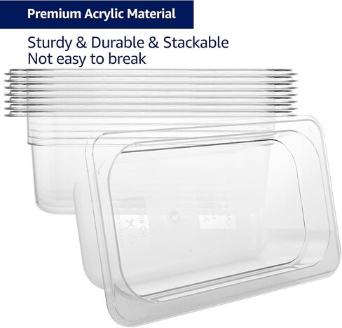 10 Pack 1/6 Size Plastic Clear Food Pan, 4 Inch Deep Polycarbonate Pan, Stackable Restaurant Commercial Hotel Pans fro Fruit Vegetable Corns - 1.58 Quart Capacity in Saudi Arabia