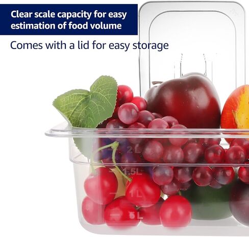 10 Pack 1/6 Size Plastic Clear Food Pan, 4 Inch Deep Polycarbonate Pan, Stackable Restaurant Commercial Hotel Pans fro Fruit Vegetable Corns - 1.58 Quart Capacity in Saudi Arabia