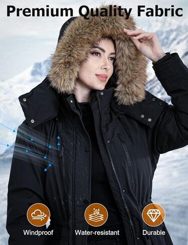 سترة نسائية ساخنة، معطف مقاوم للماء للنساء مع بطارية 16000 مللي أمبير في الساعة و6 مناطق تسخين و3 مستويات لدرجة الحرارة in Kuwait