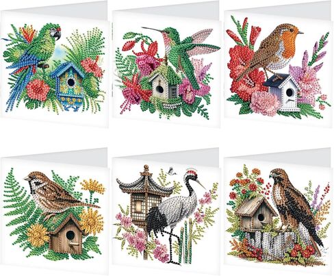 JISHSHAY 6 PCS Diamond Art Cards Diamond Painting Cards Diamond Art Greeting Cards Diamond Painting Greeting Cards Diamond Painting Birthday Cards with Envelopes for Holiday Birthday Eagle in Kuwait