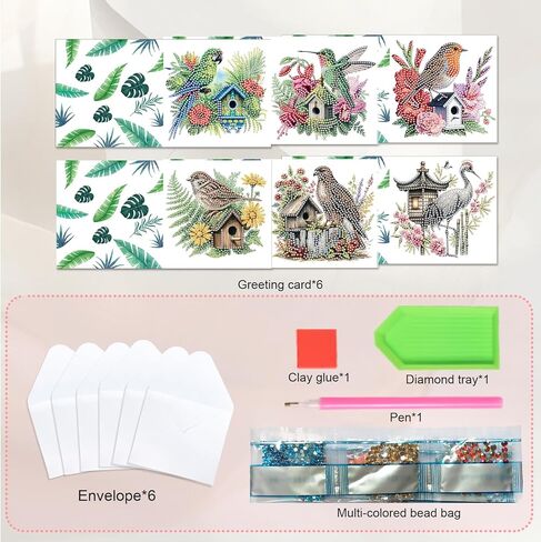 JISHSHAY 6 PCS Diamond Art Cards Diamond Painting Cards Diamond Art Greeting Cards Diamond Painting Greeting Cards Diamond Painting Birthday Cards with Envelopes for Holiday Birthday Eagle in Kuwait