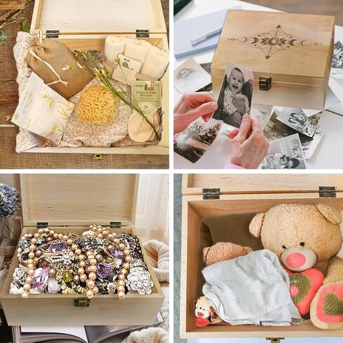 arricraft 1 Pc Wooden Memory Keepsake Box, Fluttering Butterflies Memory Box with Hinged Lids Keepsake Chest for Souvenirs Picture Letter Storage 9.6x7.6x4inch(24.5x19.5x10.3cm) in Saudi Arabia