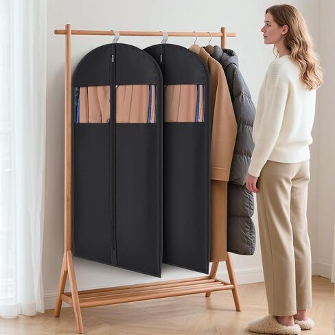 حقيبة بدلة Syeeiex مقاس 40 بوصة، مجموعة من 8 حقائب ملابس لتعليق الملابس، وحقائب بدلة لتخزين الخزانة، وحقائب غطاء البدلة، وحقائب الملابس للبدلات، والقمصان، والسترات، والمعاطف، وملابس العمل (أسود) in Kuwait