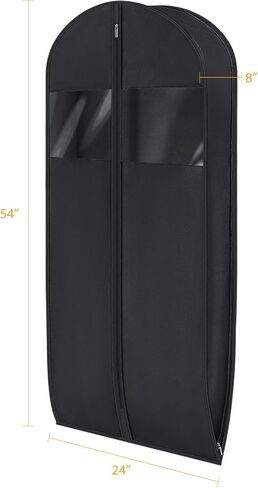 حقيبة بدلة Syeeiex مقاس 40 بوصة، مجموعة من 8 حقائب ملابس لتعليق الملابس، وحقائب بدلة لتخزين الخزانة، وحقائب غطاء البدلة، وحقائب الملابس للبدلات، والقمصان، والسترات، والمعاطف، وملابس العمل (أسود) in Kuwait