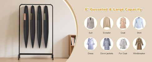 حقيبة بدلة Syeeiex مقاس 40 بوصة، مجموعة من 8 حقائب ملابس لتعليق الملابس، وحقائب بدلة لتخزين الخزانة، وحقائب غطاء البدلة، وحقائب الملابس للبدلات، والقمصان، والسترات، والمعاطف، وملابس العمل (أسود) in Kuwait