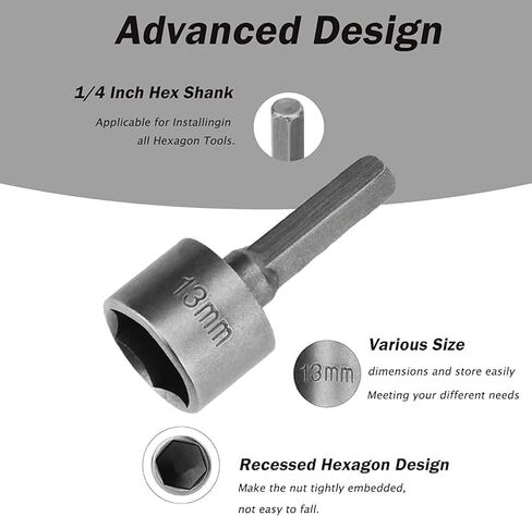 14pcs Power Nuts Driver Drill Bit Tools Set Metric Socket Wrench Screw 1/4'' Driver Hex Keys in Saudi Arabia