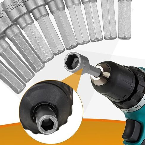 14pcs Power Nuts Driver Drill Bit Tools Set Metric Socket Wrench Screw 1/4'' Driver Hex Keys in Saudi Arabia