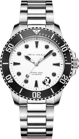 SEA-GULL Men's Automatic Dive Watch - 200M Water Resistant Mechanical Watch, Sapphire Crystal, 316L Stainless Steel Bracelet, 6203 in Kuwait