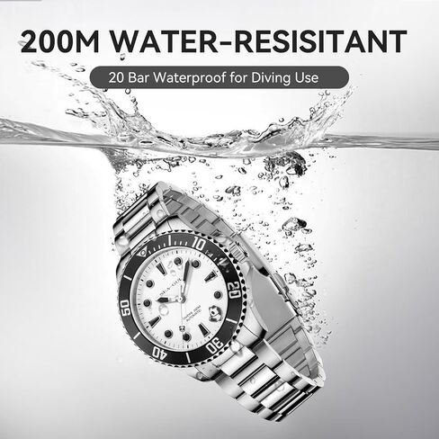SEA-GULL Men's Automatic Dive Watch - 200M Water Resistant Mechanical Watch, Sapphire Crystal, 316L Stainless Steel Bracelet, 6203 in Kuwait