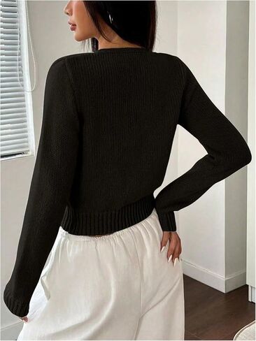 Milumia Women's Long Sleeve Cardigan Tie Front V Neck Knit Top Lightweight Shrug Sweaters in Saudi Arabia