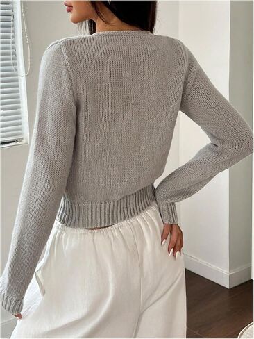 Milumia Women's Long Sleeve Cardigan Tie Front V Neck Knit Top Lightweight Shrug Sweaters in Saudi Arabia