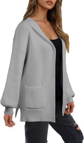 Astylish المرأة المتضخم سترة سترة مفتوحة الجبهة هوديي كم طويل ملابس الخريف 2025 ملابس خارجية غير رسمية مع جيوب in Kuwait