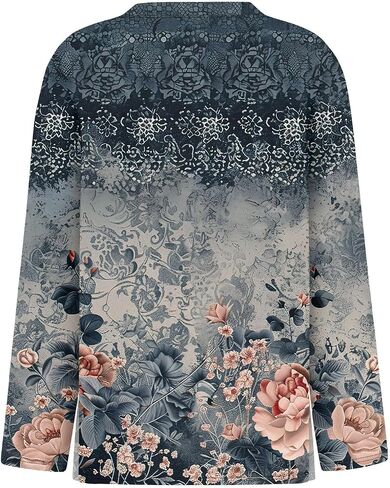 Fall Tops for Women 2025 Long Sleeve Crew Neck Floral Basic Tees Loose Fit Printed Business Casual Tops in Saudi Arabia