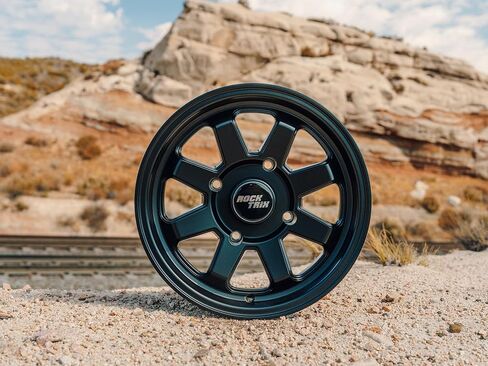 حافة عجلة RockTrix RT116 مقاس 14 بوصة ATV مقاس 14x7 باللون الأسود غير اللامع 4x137، 5+2 إزاحة، متوافقة مع Bombardier Outlander CanAm Can-Am Can Am Commander Maverick Renegade Kawasaki 4/137 in Kuwait