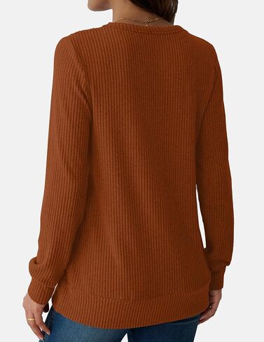 قمصان نسائية بأكمام طويلة وخفيفة الوزن موضة خريف 2025 بلوفر علوي عصري بياقة دائرية وبلوزات متماسكة in Kuwait