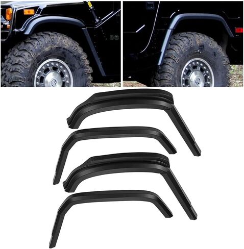 KUAFU 8PCS Fender Flares Compatible with Hummer H1/ Humvee Mud Flaps Splash Extended Guard Painted Plastic - Black in Saudi Arabia