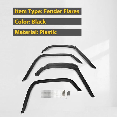 KUAFU 8PCS Fender Flares Compatible with Hummer H1/ Humvee Mud Flaps Splash Extended Guard Painted Plastic - Black in Saudi Arabia