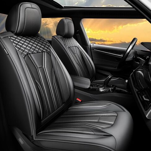 Fit Soul Car Seat Covers, for Kia Soul 2010-2024 2025-Full Set Premium Leather, Waterproof Stain-Resistant，Breathable， All-Weather Seat Cushion Protecto & Airbag Compatib， 5-Seats All Black in Saudi Arabia
