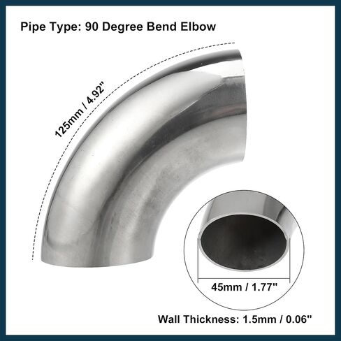 90 Degree Mandrel Bend Elbow Tube OD 1.75" Inch 304 Stainless Steel Reusable | Exhaust Elbow Pipe Stair Handrail Tube 2 Pcs in Saudi Arabia