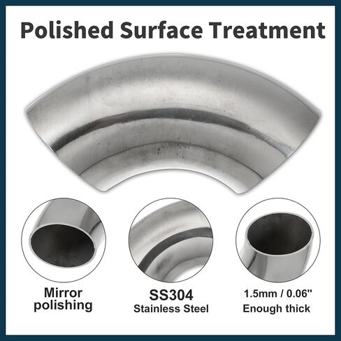 90 Degree Mandrel Bend Elbow Tube OD 1.75" Inch 304 Stainless Steel Reusable | Exhaust Elbow Pipe Stair Handrail Tube 2 Pcs in Saudi Arabia