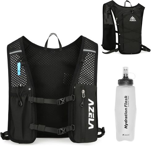 Azarxis Hydration Running Vest Backpack Pack 5L for Women Men Jogging Trail Race Marathon Cycling Hiking Accessories (Rose Red with 500ml Soft Flask) in Kuwait