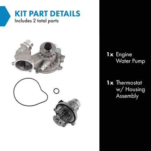TRQ Engine Water Pump and Thermostat Assembly Compatible with 2004-2005 BMW 545i 645Ci 2003-2005 745i 745Li 2004-2006 X5 in Saudi Arabia