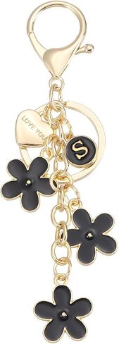 MECCANIXITY Initial Letter Keychain with Love You Heart, Cute Flower Keychain Charm in Saudi Arabia