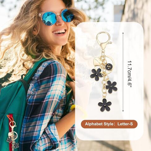 MECCANIXITY Initial Letter Keychain with Love You Heart, Cute Flower Keychain Charm in Saudi Arabia