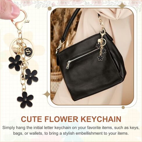MECCANIXITY Initial Letter Keychain with Love You Heart, Cute Flower Keychain Charm in Saudi Arabia