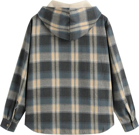 ZAFUL Men's Casual Plaid Fleece Jacket Unisex Men Drawstring Hooded Coat Fuzzy Hoodie in Kuwait