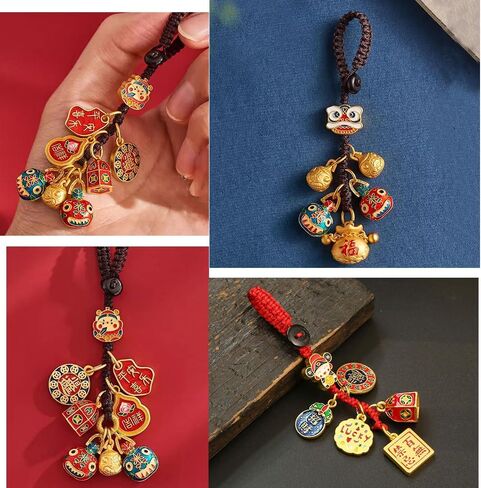 1-Pack Chinese Style Plutus Lucky Keychain, Hand-Woven Short Lanyard, Car Key Charm & Fashion Accessory in Saudi Arabia