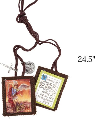 Needzo Saint Michael Scapular مع ميداليات، يتميز بصليب وميدالية St Benedict، هدايا كاثوليكية تعبدية، 24.5 بوصة in Kuwait