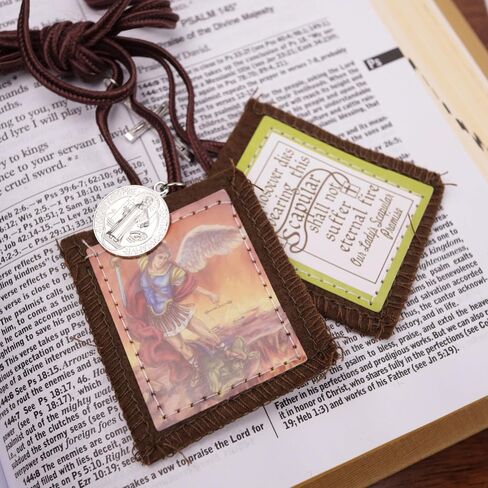 Needzo Saint Michael Scapular مع ميداليات، يتميز بصليب وميدالية St Benedict، هدايا كاثوليكية تعبدية، 24.5 بوصة in Kuwait