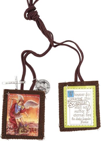 Needzo Saint Michael Scapular مع ميداليات، يتميز بصليب وميدالية St Benedict، هدايا كاثوليكية تعبدية، 24.5 بوصة in Kuwait