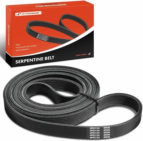 A-Premium Engine Serpentine Drive Belt Compatible with Ford & Starcraft Bus Cars - E-250 04-14, E-150 E-350 Club Wagon 04-05, E-350 E-450 Super Duty 04-16, Starlite 04-16, Aftermarket Air Conditioning in Saudi Arabia