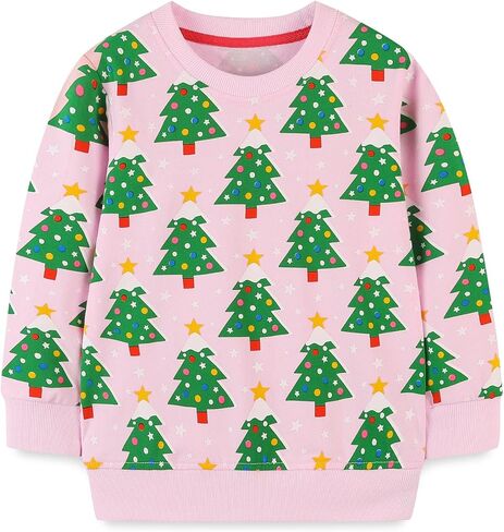 Mrocioa Toddler Girls Sweatshirt Holiday Sweater Reindeer Shirt Kids Xmas Pullover Sweater Tops 2-7T in Kuwait