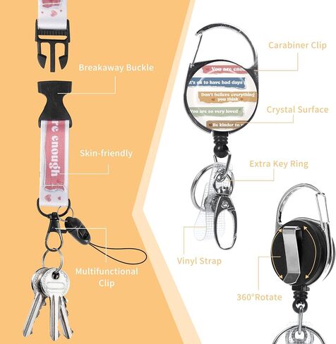 ID Badge Holder with Lanyard, Rainbow Heart Design Social Worker Badge Holder with Breakaway Lanyard and Retractable Reel Clip, Social Worker Gifts in Kuwait
