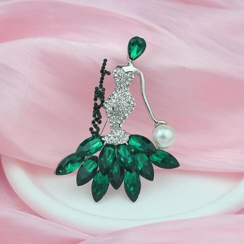 Greek Sorority Brooch Pin for Women Sorority Gift Paraphernalia Jewelry Green Rhinestone Pearl Brooch Pin Sisterhood Graduation Gift for Soror Sister in Saudi Arabia