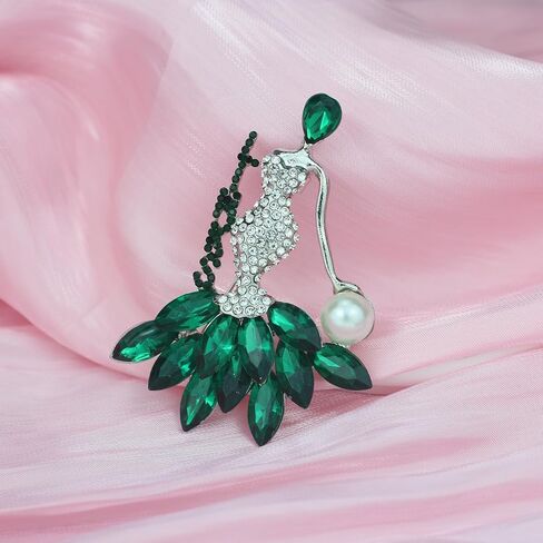 Greek Sorority Brooch Pin for Women Sorority Gift Paraphernalia Jewelry Green Rhinestone Pearl Brooch Pin Sisterhood Graduation Gift for Soror Sister in Saudi Arabia