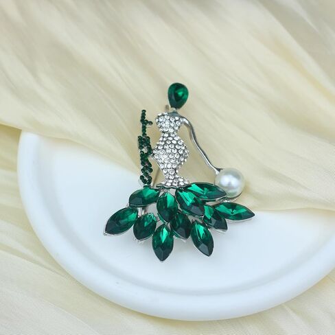 Greek Sorority Brooch Pin for Women Sorority Gift Paraphernalia Jewelry Green Rhinestone Pearl Brooch Pin Sisterhood Graduation Gift for Soror Sister in Saudi Arabia