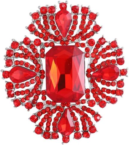 Vintage Brooch Pin Rhinestone CZ Flower Lapel Pins Christmas Brooch Corsage Badge Pin Elegant Dress Clothing Hat Bag Accessories Jewerly for Women Teen Girls in Saudi Arabia