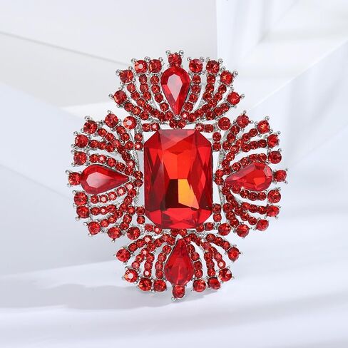 Vintage Brooch Pin Rhinestone CZ Flower Lapel Pins Christmas Brooch Corsage Badge Pin Elegant Dress Clothing Hat Bag Accessories Jewerly for Women Teen Girls in Saudi Arabia